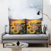Baby Monkey Punch Personalized Pillow Cover Sunflower Field Oil Painting Style