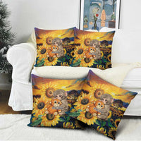 Baby Monkey Punch Personalized Pillow Cover Sunflower Field Oil Painting Style
