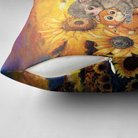 Baby Monkey Punch Personalized Pillow Cover Sunflower Field Oil Painting Style