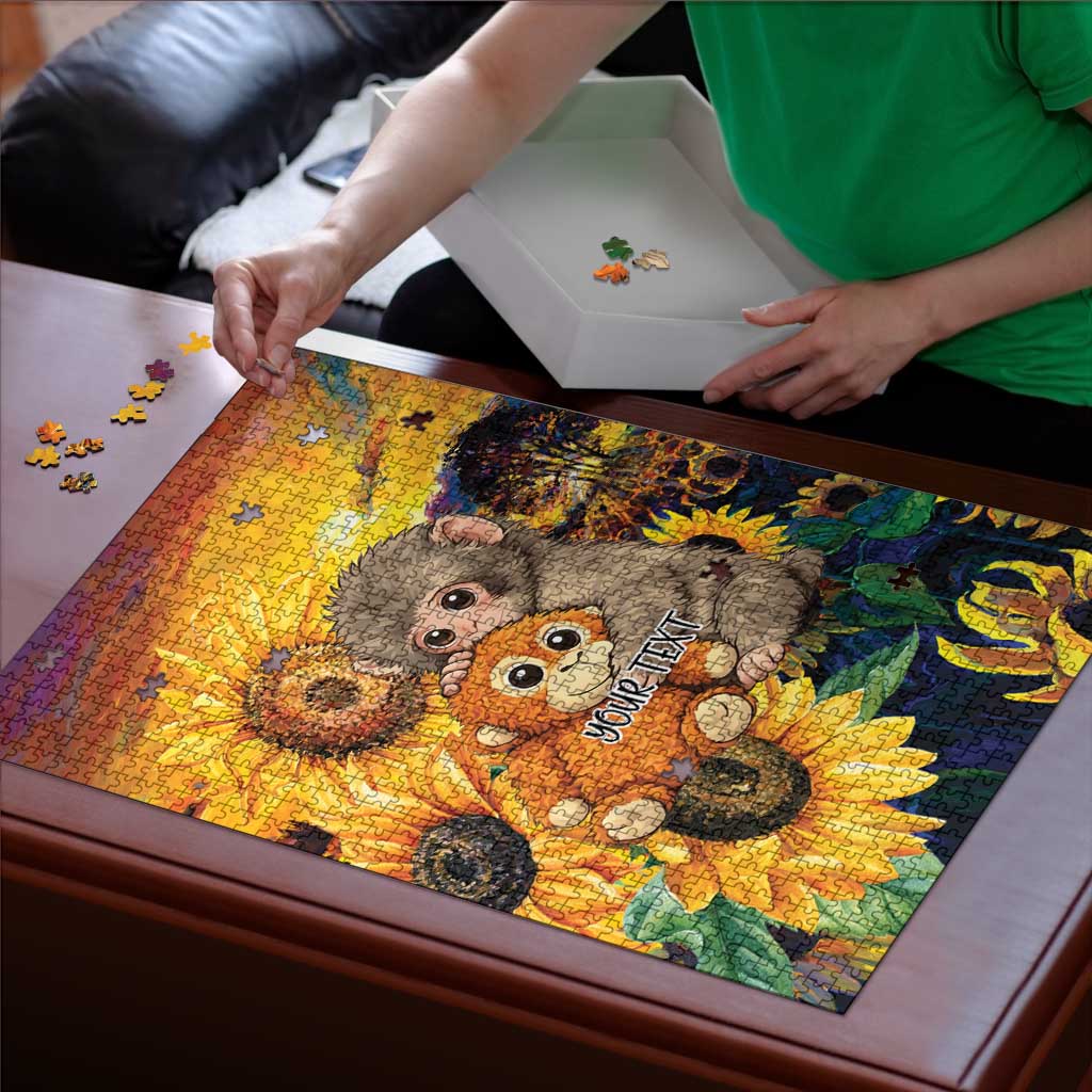 Baby Monkey Punch Personalized Puzzle Sunflower Field Oil Painting Style