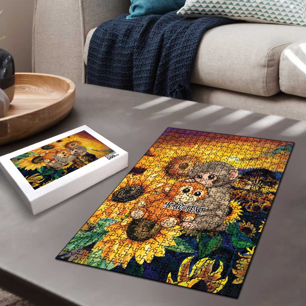 Baby Monkey Punch Personalized Puzzle Sunflower Field Oil Painting Style
