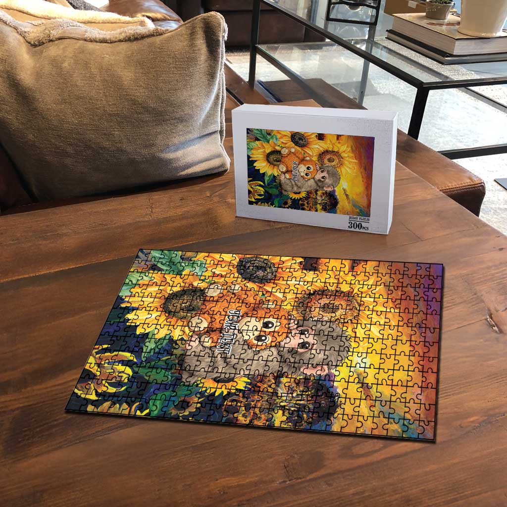Baby Monkey Punch Personalized Puzzle Sunflower Field Oil Painting Style