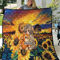 Baby Monkey Punch Personalized Quilt Sunflower Field Oil Painting Style