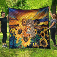 Baby Monkey Punch Personalized Quilt Sunflower Field Oil Painting Style