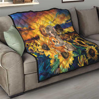 Baby Monkey Punch Personalized Quilt Sunflower Field Oil Painting Style