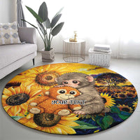 Baby Monkey Punch Personalized Round Carpet Sunflower Field Oil Painting Style