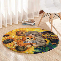Baby Monkey Punch Personalized Round Carpet Sunflower Field Oil Painting Style