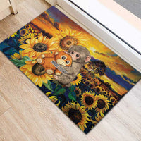 Baby Monkey Punch Personalized Rubber Doormat Sunflower Field Oil Painting Style