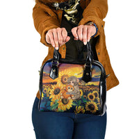 Baby Monkey Punch Personalized Shoulder Handbag Sunflower Field Oil Painting Style