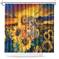 Baby Monkey Punch Personalized Shower Curtain Sunflower Field Oil Painting Style