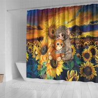 Baby Monkey Punch Personalized Shower Curtain Sunflower Field Oil Painting Style