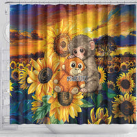 Baby Monkey Punch Personalized Shower Curtain Sunflower Field Oil Painting Style