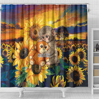 Baby Monkey Punch Personalized Shower Curtain Sunflower Field Oil Painting Style