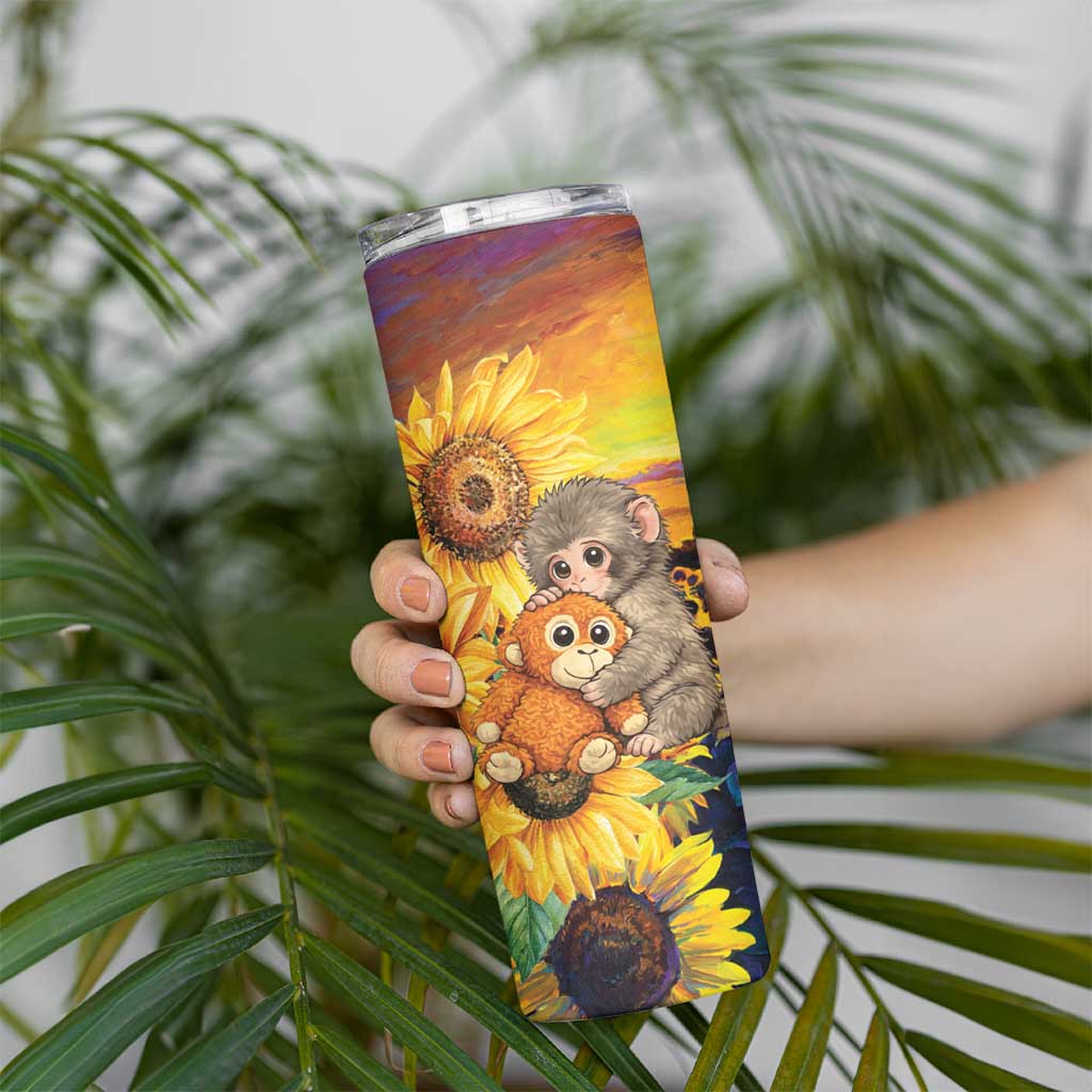 Baby Monkey Punch Personalized Skinny Tumbler Sunflower Field Oil Painting Style