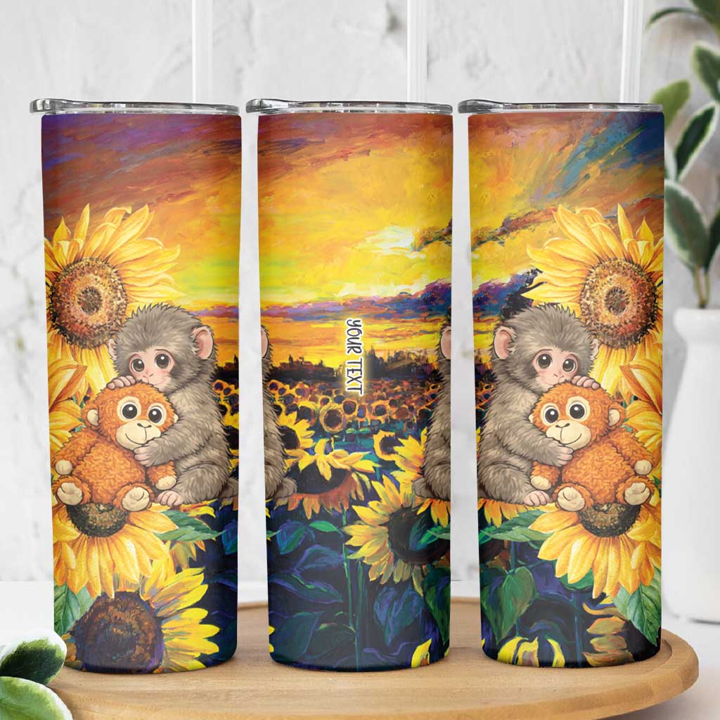 Baby Monkey Punch Personalized Skinny Tumbler Sunflower Field Oil Painting Style