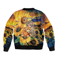 Baby Monkey Punch Personalized Sleeve Zip Bomber Jacket Sunflower Field Oil Painting Style