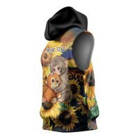 Baby Monkey Punch Personalized Sleeveless Hoodie Sunflower Field Oil Painting Style