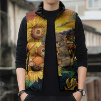 Baby Monkey Punch Personalized Sleeveless Puffer Jacket Sunflower Field Oil Painting Style