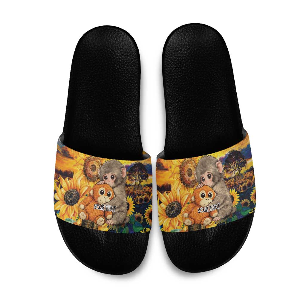 Baby Monkey Punch Personalized Slide Sandals Sunflower Field Oil Painting Style