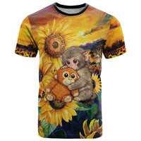 Baby Monkey Punch Personalized T Shirt Sunflower Field Oil Painting Style