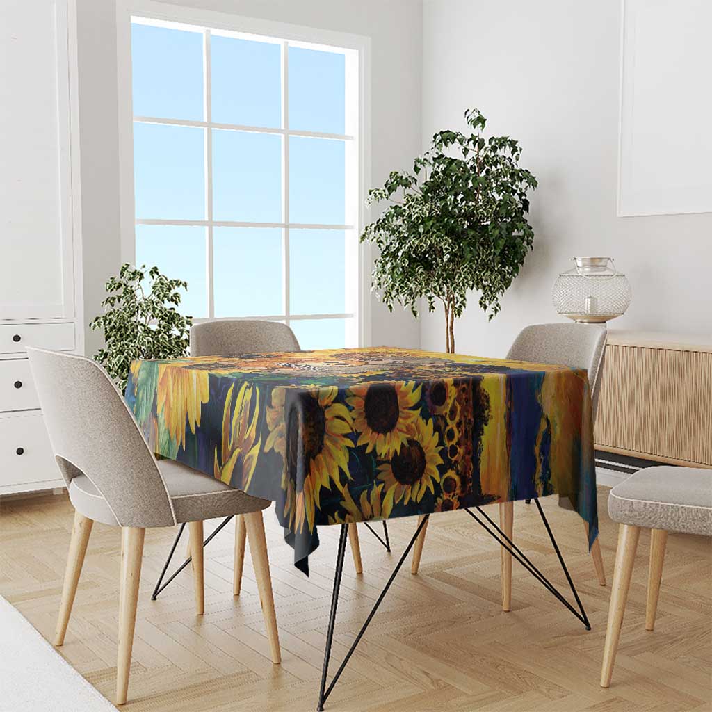 Baby Monkey Punch Personalized Tablecloth Sunflower Field Oil Painting Style