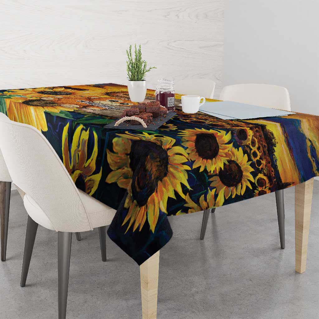 Baby Monkey Punch Personalized Tablecloth Sunflower Field Oil Painting Style