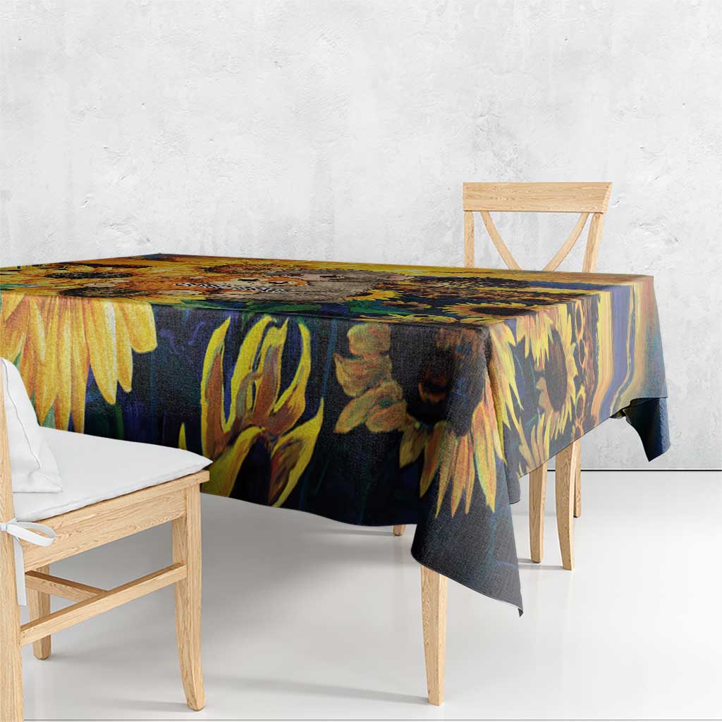 Baby Monkey Punch Personalized Tablecloth Sunflower Field Oil Painting Style