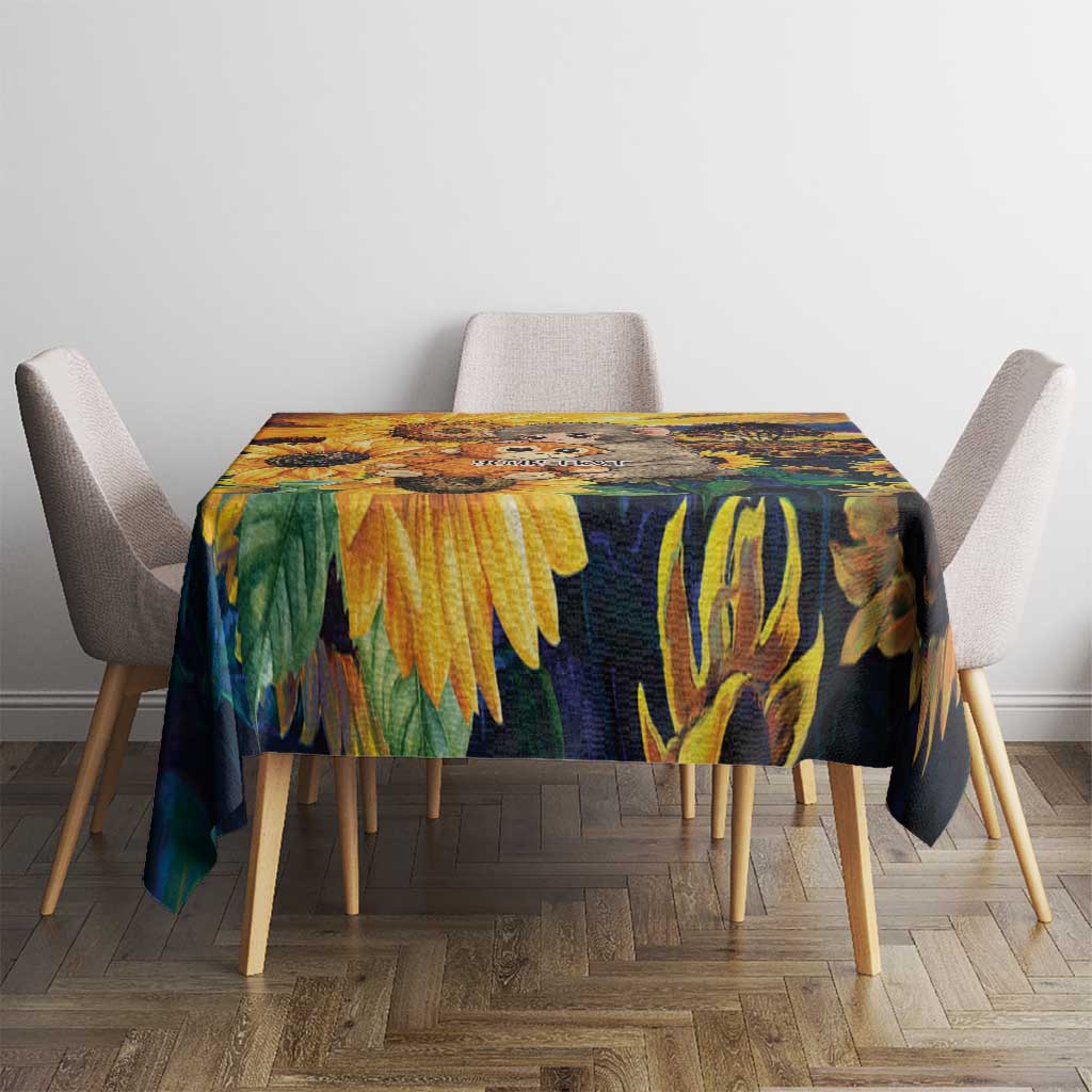 Baby Monkey Punch Personalized Tablecloth Sunflower Field Oil Painting Style