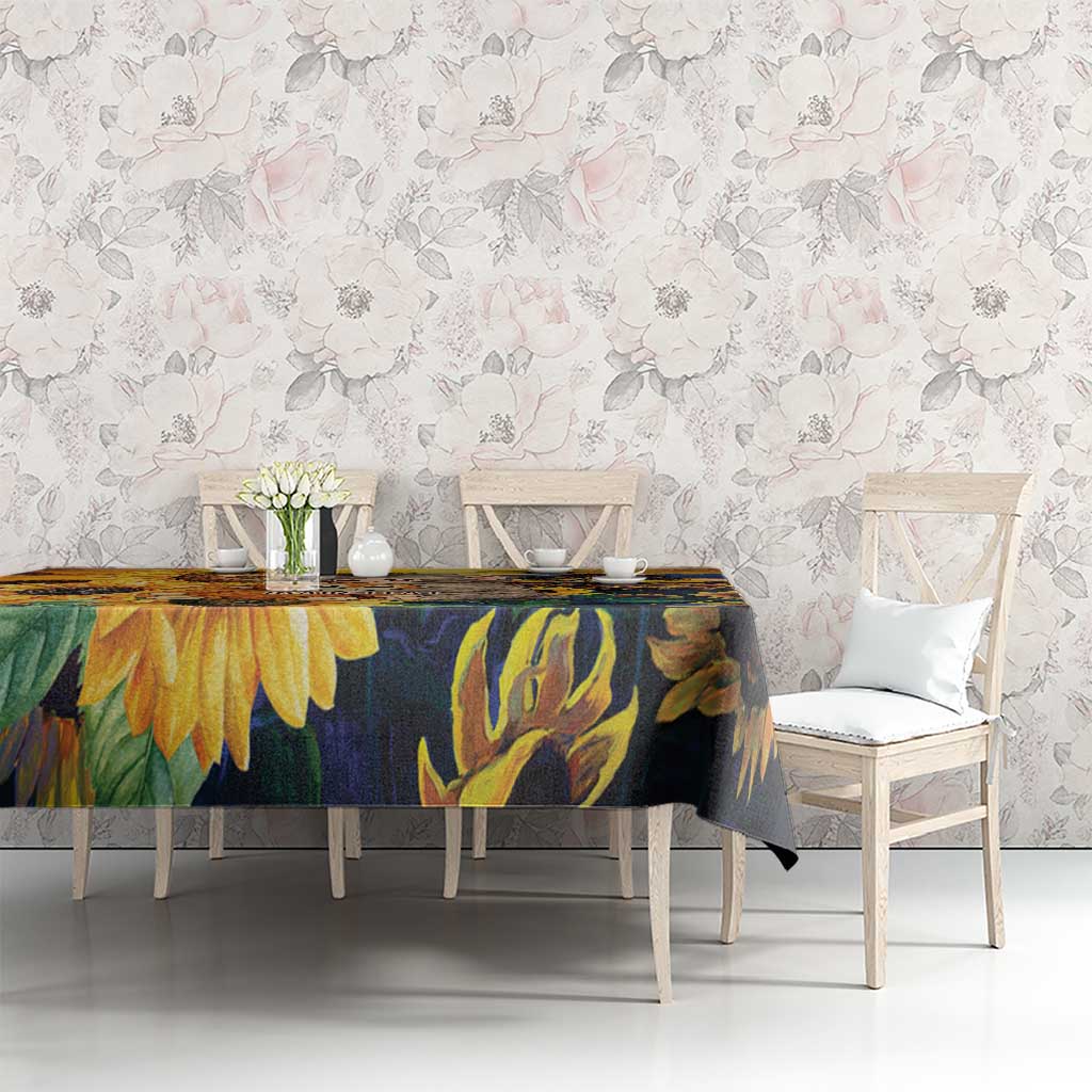 Baby Monkey Punch Personalized Tablecloth Sunflower Field Oil Painting Style