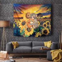 Baby Monkey Punch Personalized Tapestry Sunflower Field Oil Painting Style