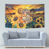 Baby Monkey Punch Personalized Tapestry Sunflower Field Oil Painting Style
