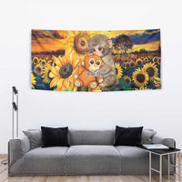 Baby Monkey Punch Personalized Tapestry Sunflower Field Oil Painting Style