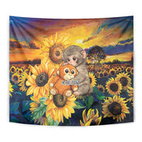 Baby Monkey Punch Personalized Tapestry Sunflower Field Oil Painting Style