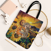 Baby Monkey Punch Personalized Tote Bag Sunflower Field Oil Painting Style