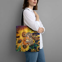 Baby Monkey Punch Personalized Tote Bag Sunflower Field Oil Painting Style