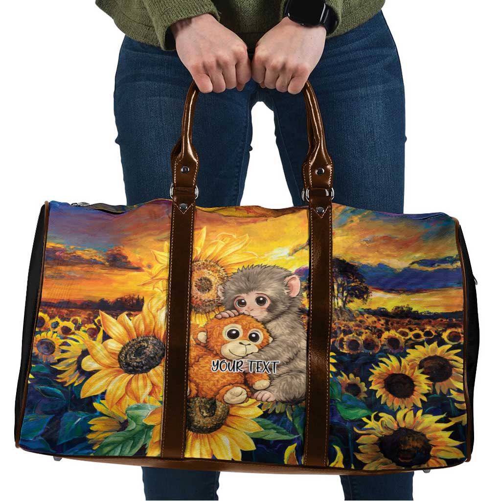 Baby Monkey Punch Personalized Travel Bag Sunflower Field Oil Painting Style