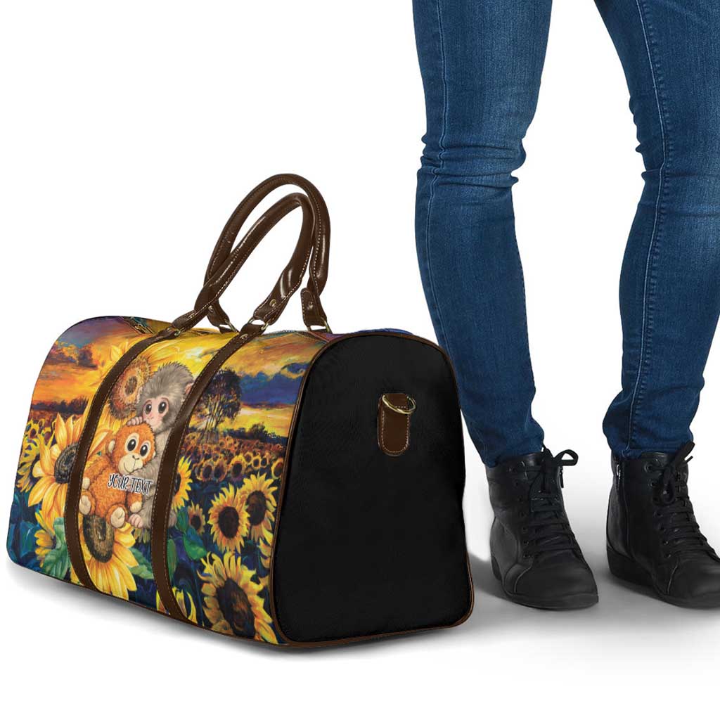 Baby Monkey Punch Personalized Travel Bag Sunflower Field Oil Painting Style