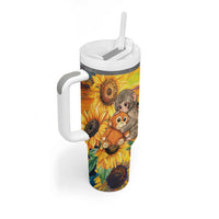 Baby Monkey Punch Personalized Tumbler With Handle Sunflower Field Oil Painting Style