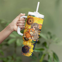 Baby Monkey Punch Personalized Tumbler With Handle Sunflower Field Oil Painting Style