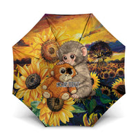 Baby Monkey Punch Personalized Umbrella Sunflower Field Oil Painting Style