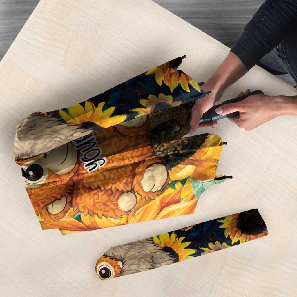 Baby Monkey Punch Personalized Umbrella Sunflower Field Oil Painting Style