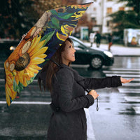 Baby Monkey Punch Personalized Umbrella Sunflower Field Oil Painting Style