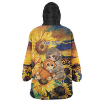 Baby Monkey Punch Personalized Wearable Blanket Hoodie Sunflower Field Oil Painting Style
