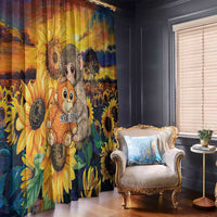 Baby Monkey Punch Personalized Window Curtain Sunflower Field Oil Painting Style