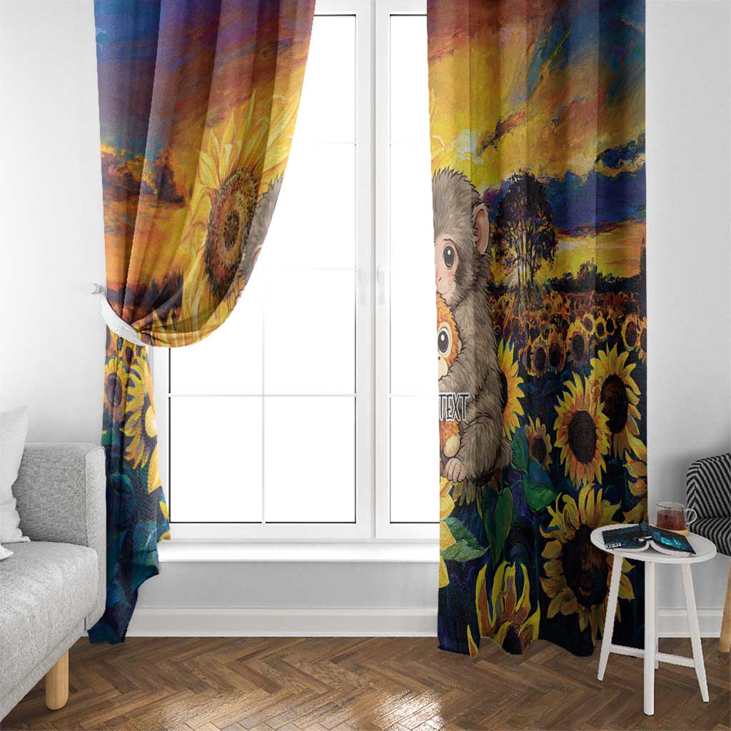 Baby Monkey Punch Personalized Window Curtain Sunflower Field Oil Painting Style
