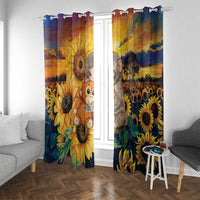 Baby Monkey Punch Personalized Window Curtain Sunflower Field Oil Painting Style