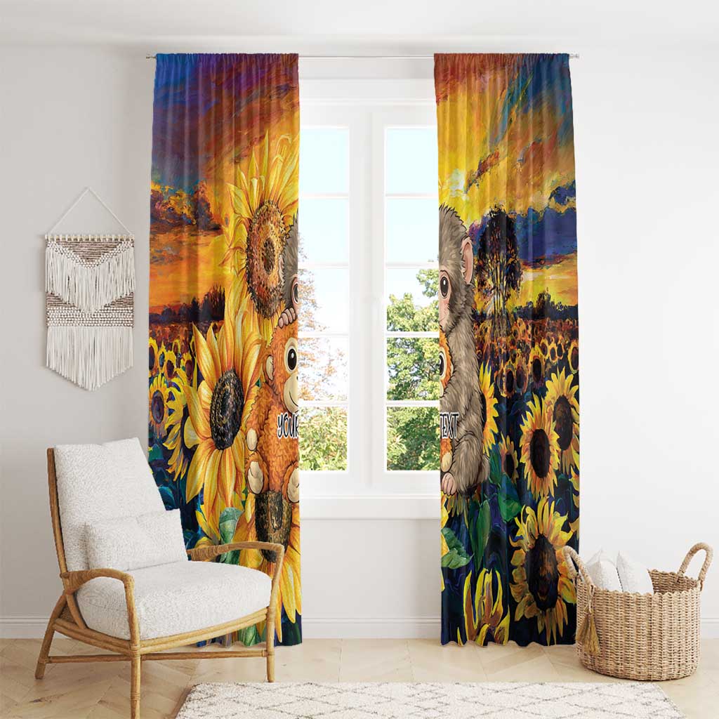 Baby Monkey Punch Personalized Window Curtain Sunflower Field Oil Painting Style