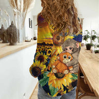 Baby Monkey Punch Personalized Women Casual Shirt Sunflower Field Oil Painting Style