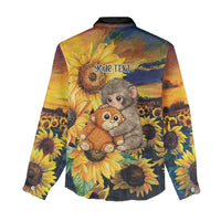 Baby Monkey Punch Personalized Women Casual Shirt Sunflower Field Oil Painting Style