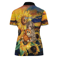 Baby Monkey Punch Personalized Women Polo Shirt Sunflower Field Oil Painting Style